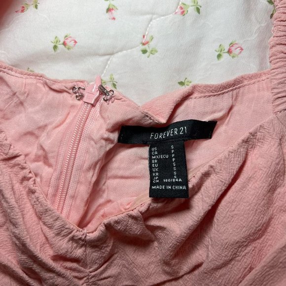 forever 21 baby pink puff sleeve ruffle mini dress - Picture 4 of 4